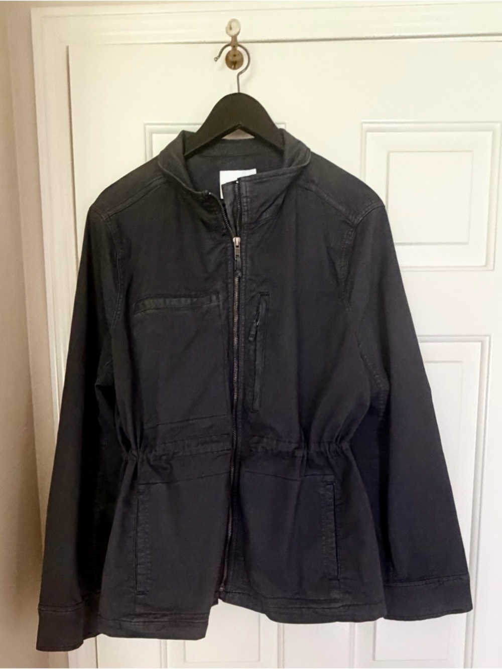 Women’s Military Cargo Zip Jacket, Charcoal - Picture 5 of 6